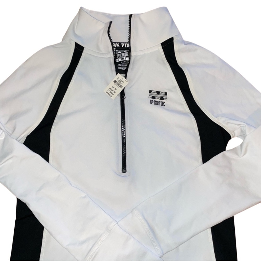 NWT! PINK Victoria’s secret white 1/4 zip pullover - size XS